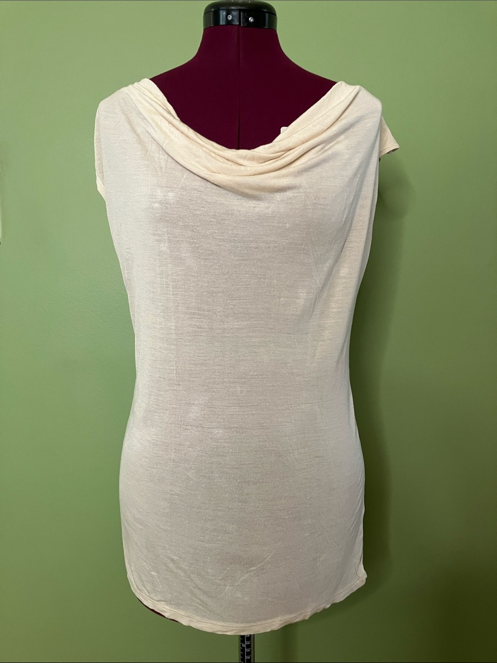 Kenneth Cole New York Cream Draped Neck Sleeveless Tunic